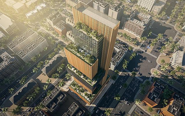Residential and office tower architectural render