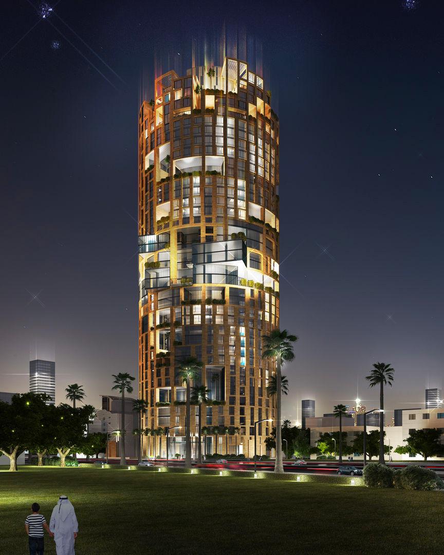 Residential and office tower architectural render